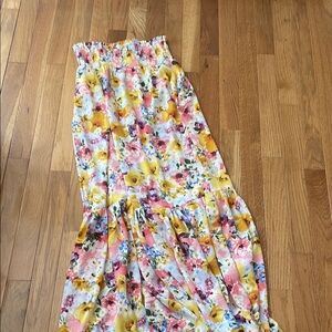 Floral Maxi Skirt/Beach Cover Up in Yellow and Pink